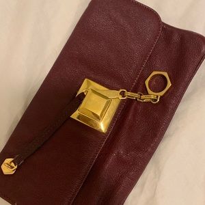 Zac Posen purple leather clutch bag